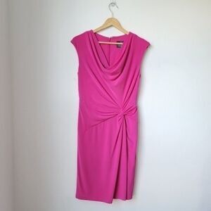 ADRIANNA PAPEL Side Ruched Detail Barbie Pink Color Shift Dress Size 2
